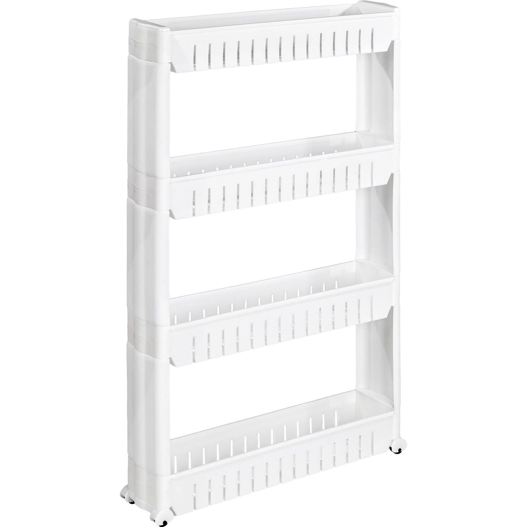 Reol i plast med 4 hylder til køkken eller badeværelse
