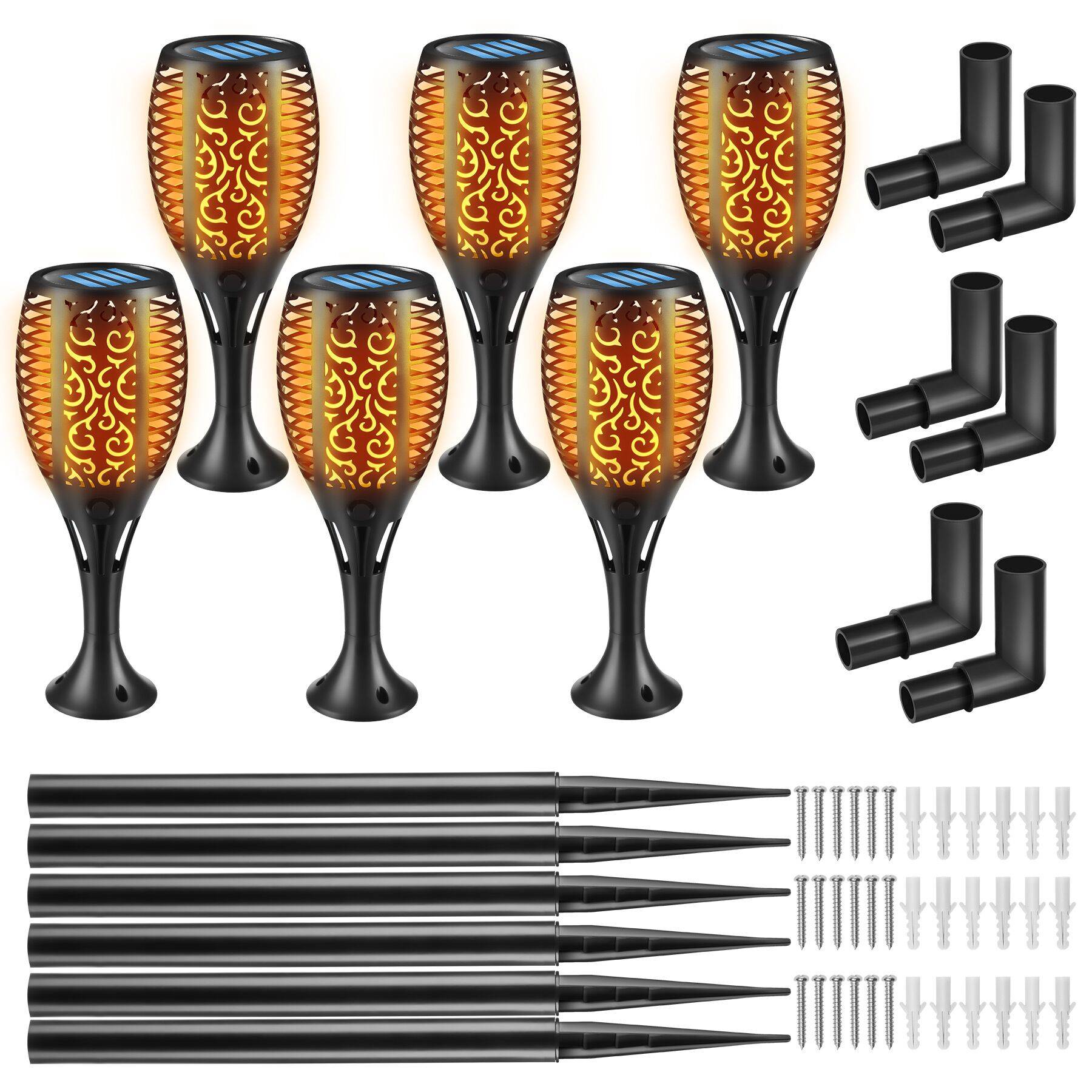 Sæt af 6 stk. solcellelamper Flare