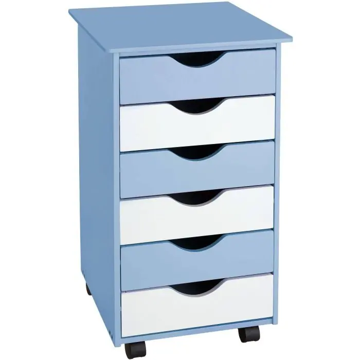 Kommode på hjul med 6 skuffer 65x36x40cm