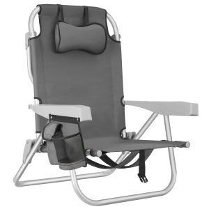 Aluminium strandstol Coral, sammenklappelig med rygs&aelig;kfunktion